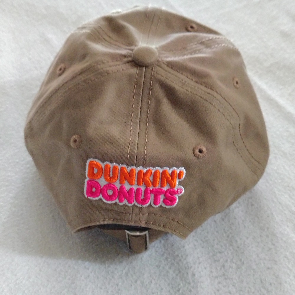 Dunkin Donuts Hat Cap Strap Back One Size Tan Cotton Twill Coffee Bottle - Picture 5 of 12